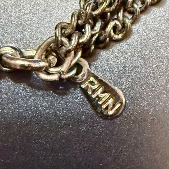 Roman Long Multi-Strand Gun Metal Blue Beaded Chain Necklace - Picture 6 of 7